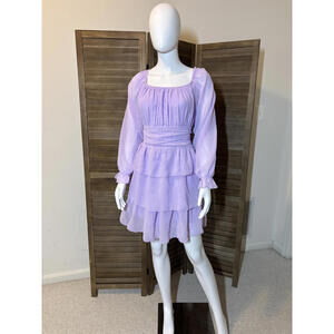 Lilac Ruffle Dress with Open Back Tie